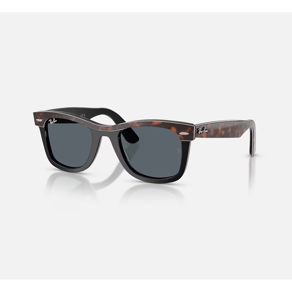 New Ray-Ban Wayfarer Street Neat Havana On Black Blue Lens Square Sunglasses
